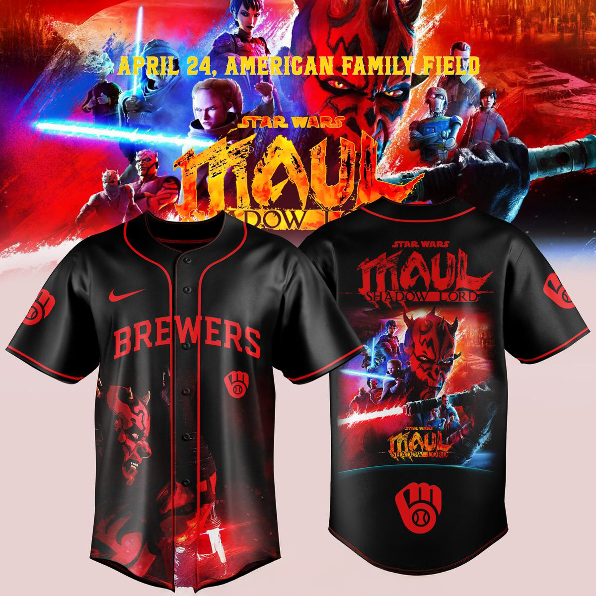 Milwaukee Brewers x Star Wars Maul Shadow Lord Jersey