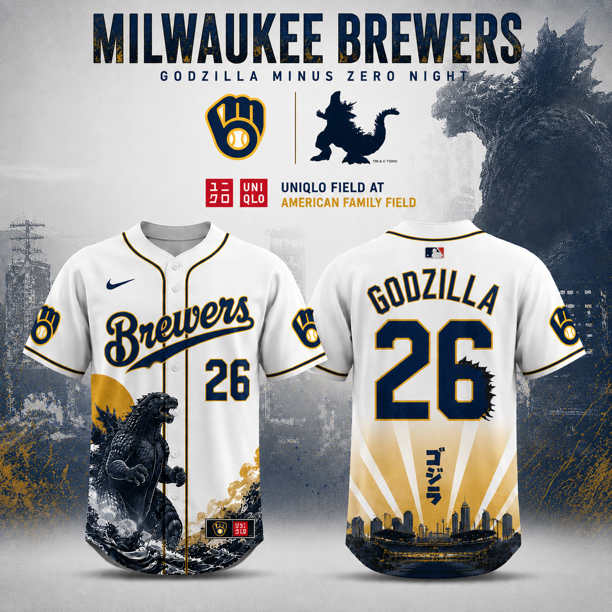 Milwaukee Godzilla Minus One Premium Fan Baseball Jersey