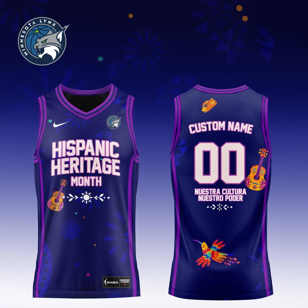 Minnesota Lynx Hispanic Heritage Month Basketball Jersey Custom Name & Number Purple Sleeveless Jersey 2 - Unicasport Minnesota Lynx Hispanic Heritage Month Basketball Jersey Custom Name & Number Purple Sleeveless Jersey