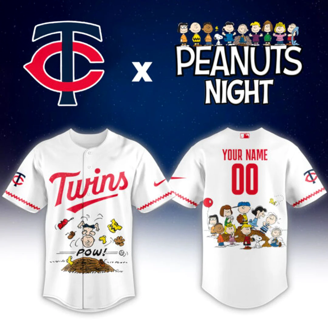 Minnesota Twins x Peanuts Night Edition Custom Name Baseball Jersey