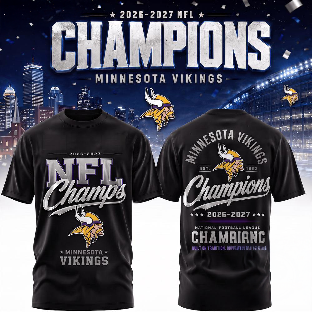 Minnesota Vikings 2026 2027 NFL Team Champions Premium 3D Fan Shirt