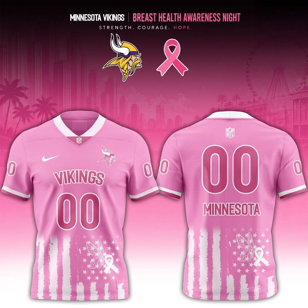 Minnesota Vikings Breast Health Awareness Night 2026 Pink Ribbon Football Jersey Personalized Fan Gift 1 - Unicasport Minnesota Vikings Breast Health Awareness Night 2026 Pink Ribbon Football Jersey Personalized Fan Gift