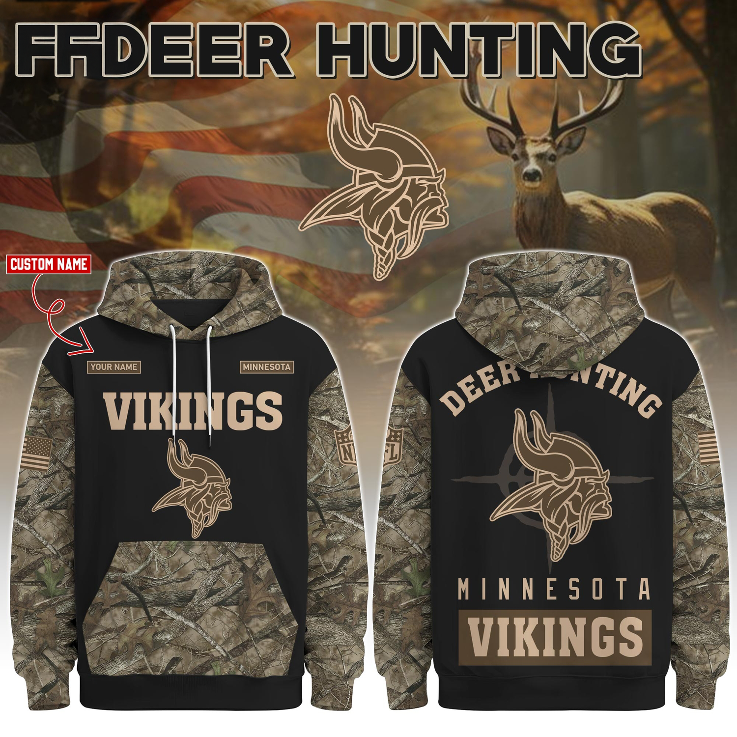 Minnesota Vikings Deer Hunting Limited Edition Hoodie Â– NFL Hunting Hoodie for Fans