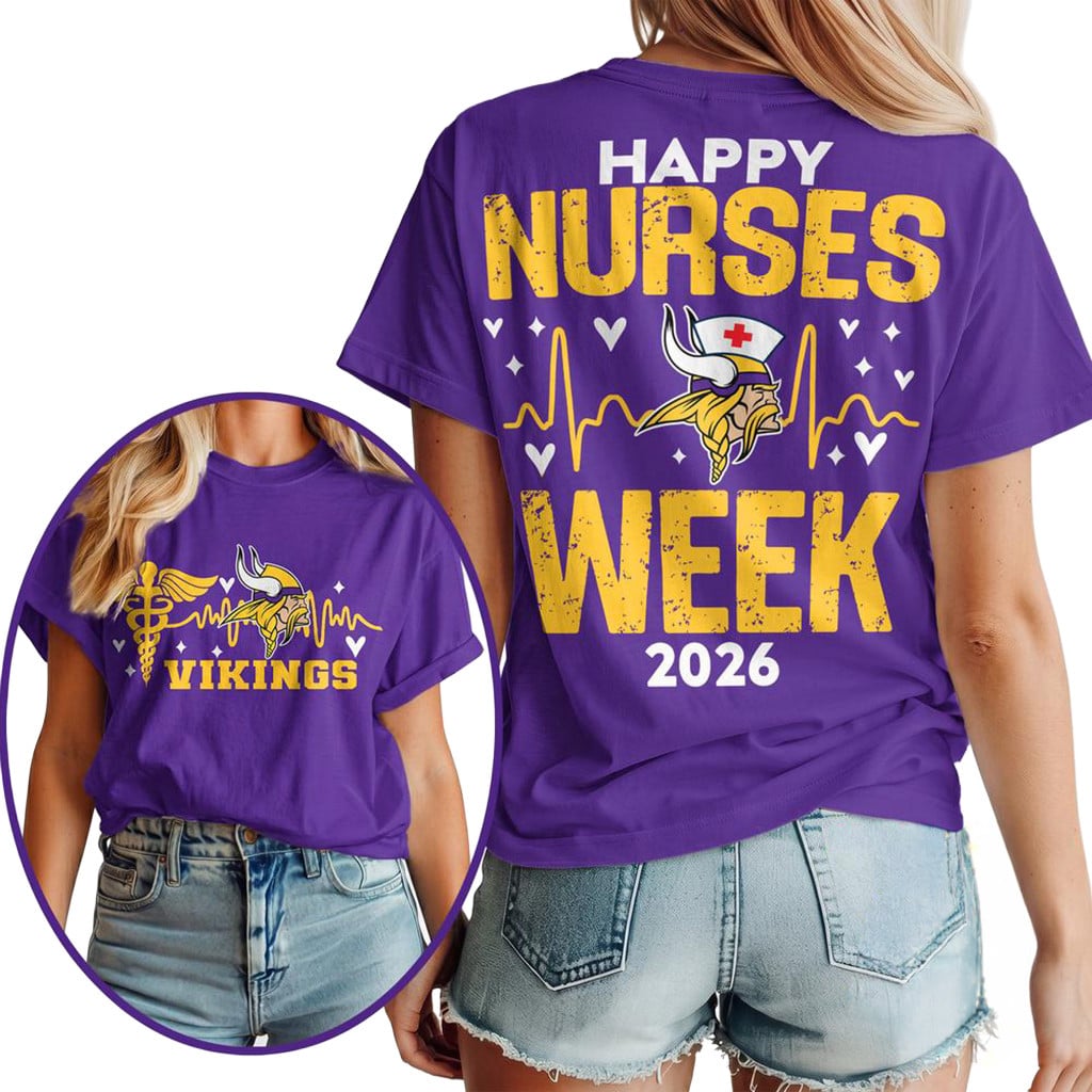 Minnesota Vikings Happy Nurse Week 2026 T Shirt Retro Football Team Colors Graphic Tee Nursing Appreciation Gift for Her Women Apparel