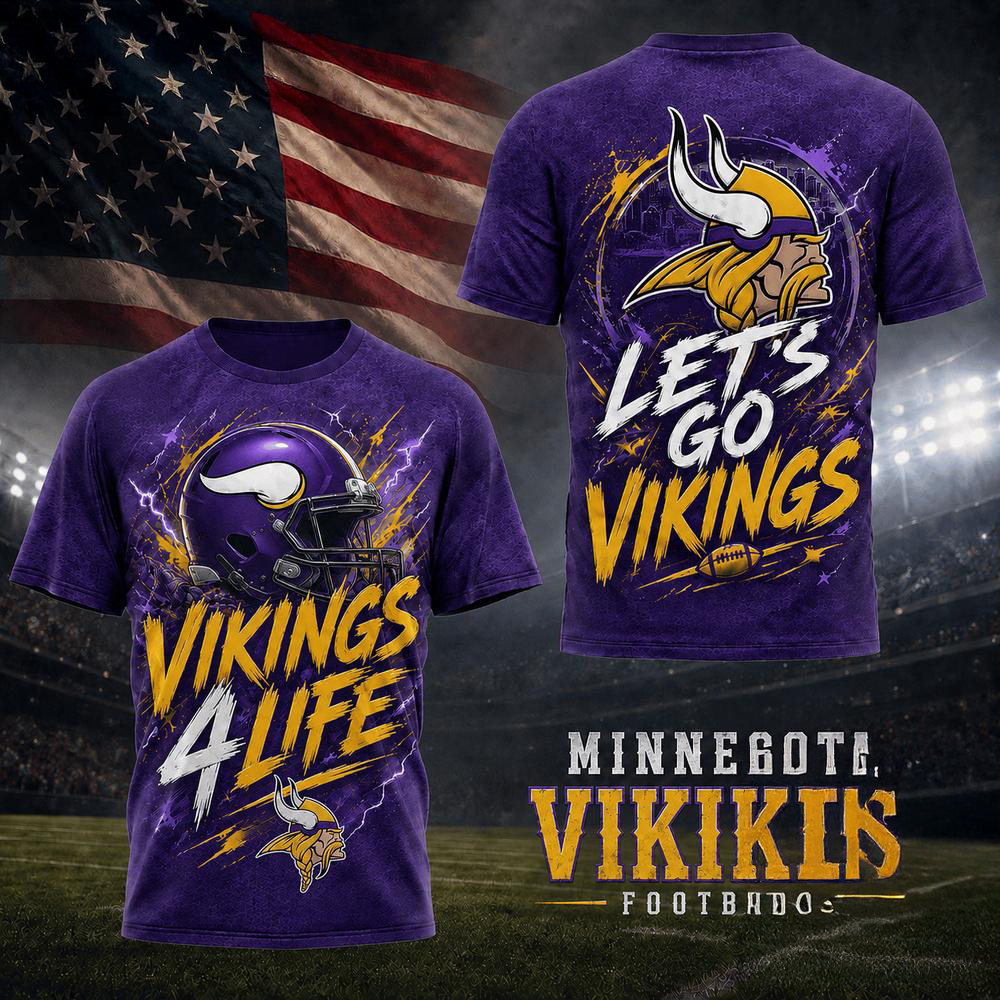 Minnesota Vikings NFL Fan For Life Limited Edition 3D Graphic T Shirt Gifts For Fans