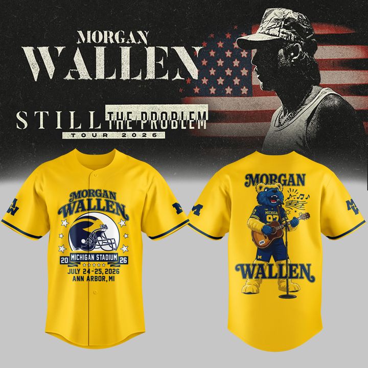 Morgan Wallen Michigan Stadium Live Performance Yellow Baseball Jersey Concert Edition