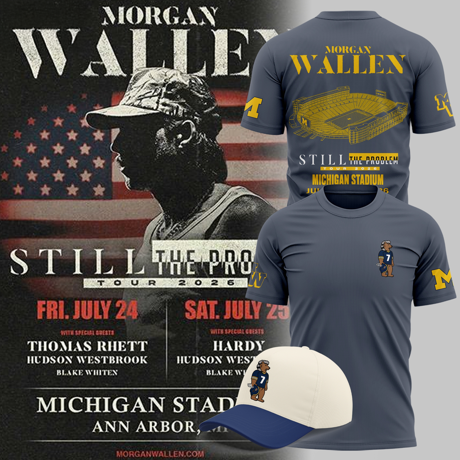 Morgan Wallen x Michigan Wolverines Still The Problem Tour Graphic Tee