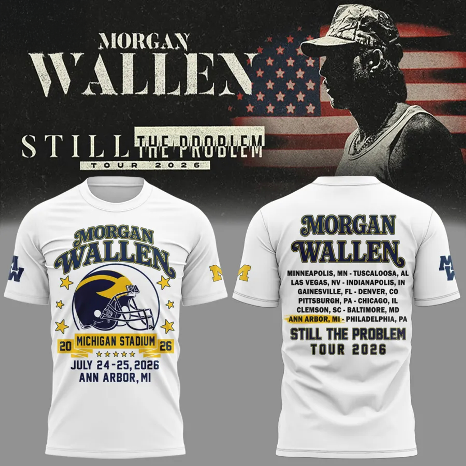 Morgan Wallen x Michigan Wolverines White Limited Edition TShirt