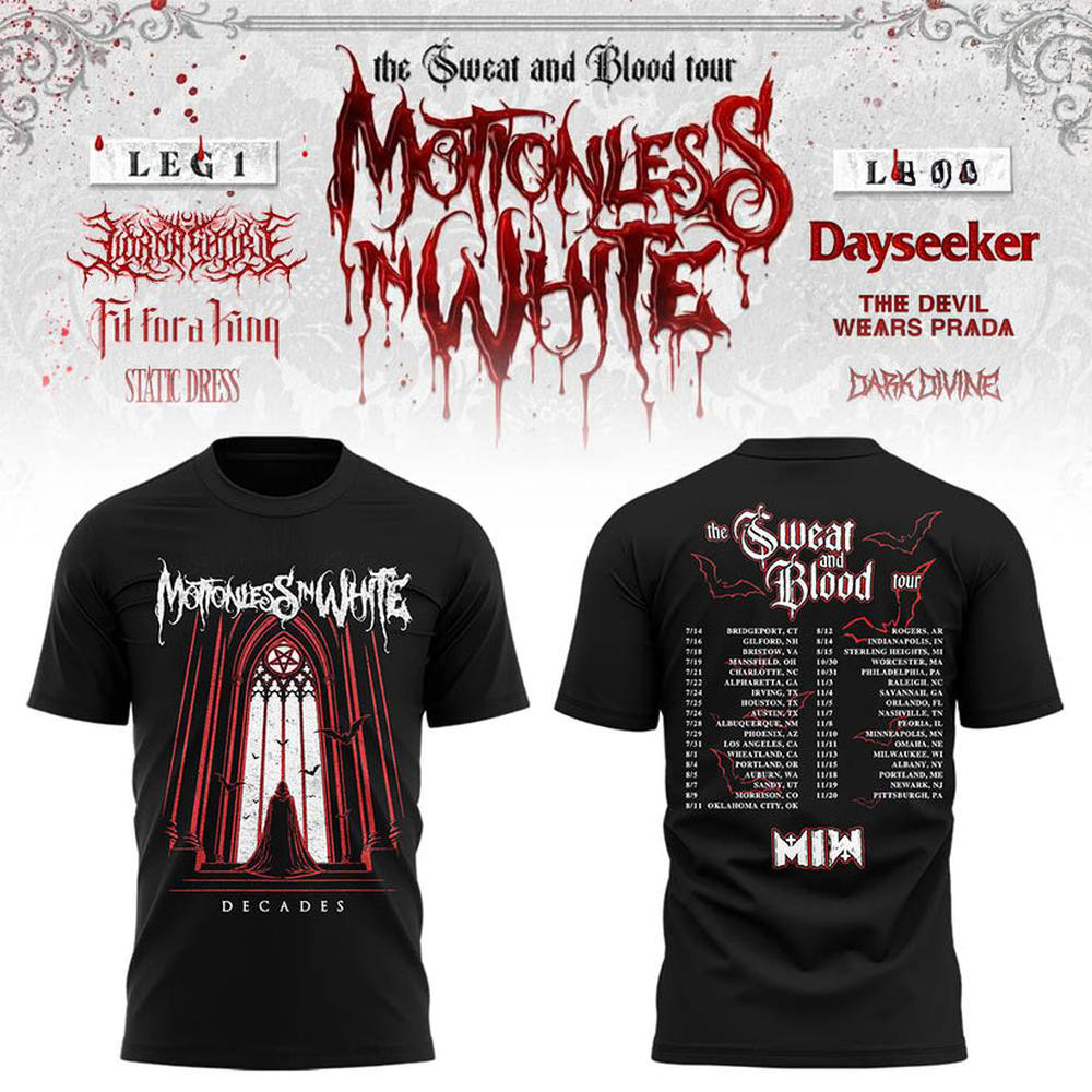 Motionless In White The Sweat And Blood Tour 2026 Limited Edition Graphic T Shirt