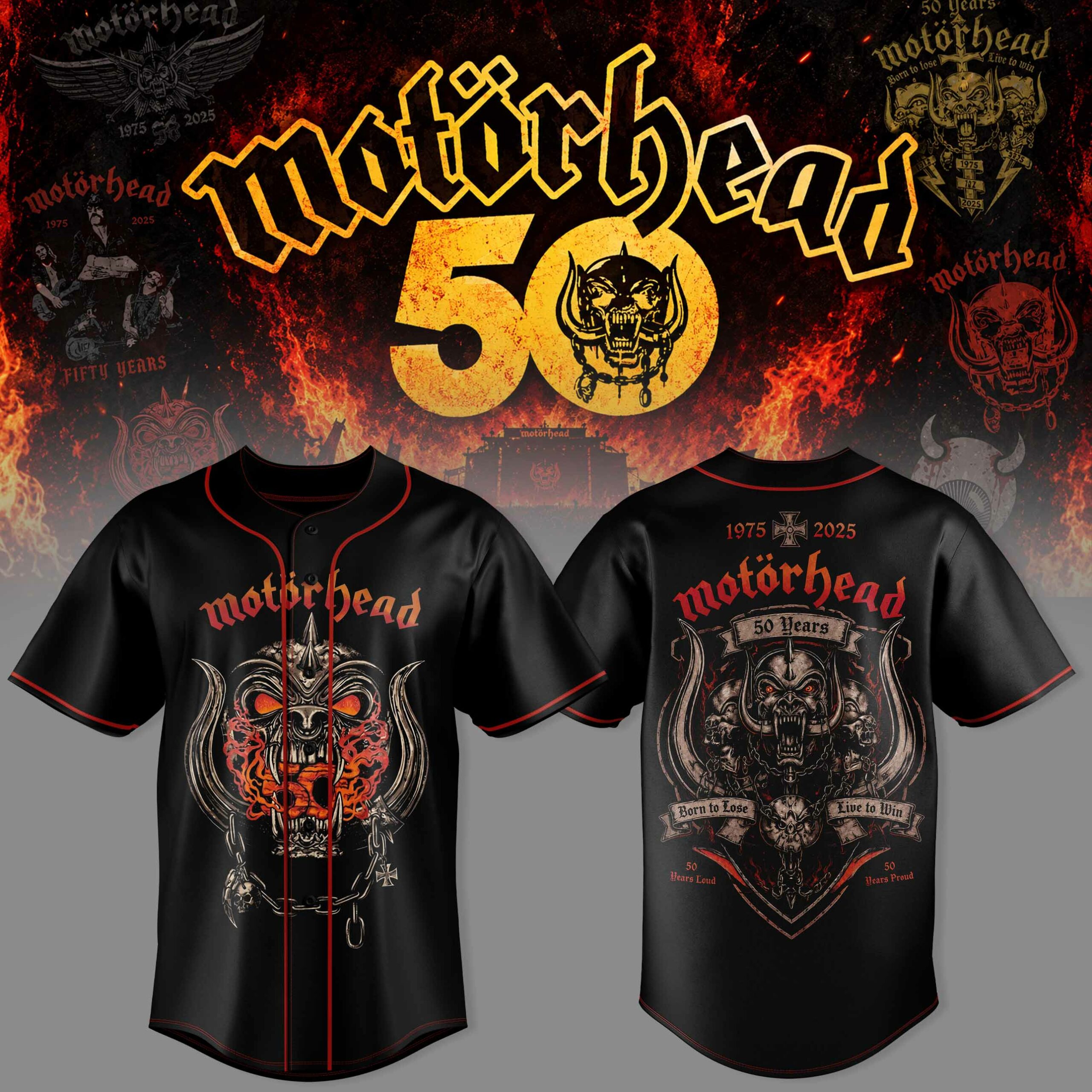 Mtrhd 50 Years Anniversary Tour Baseball Jersey 3D All Over Print Music Celebration Edition 2 - Unicasport Mtrhd 50 Years Anniversary Tour Baseball Jersey 3D All Over Print Music Celebration Edition
