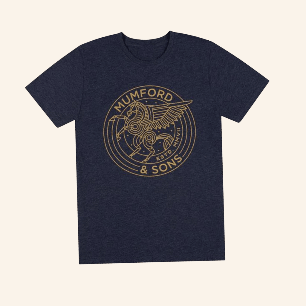 Mumford And Sons Merch Navy Pegasus Print TShirt Gifts For Him
