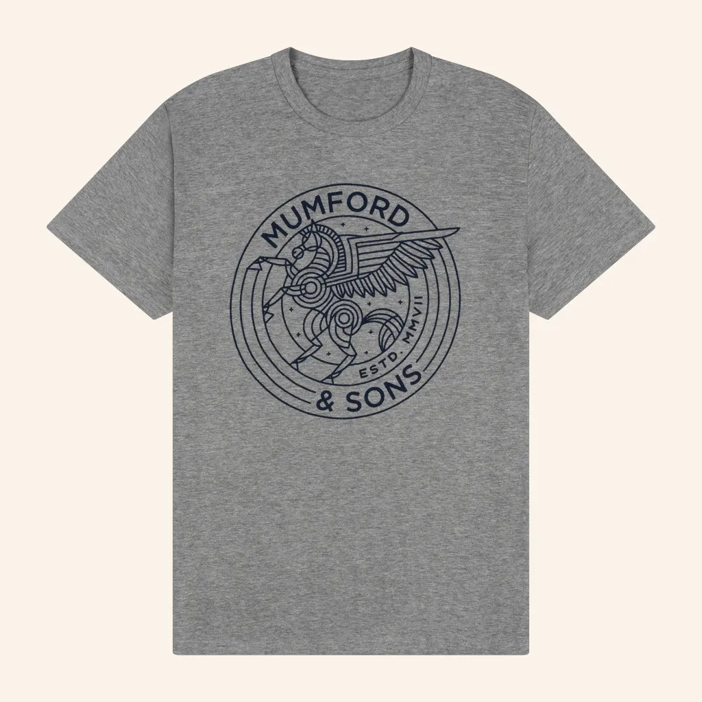 Mumford And Sons Merch Pegasus Logo Print TShirt Xmas Gifts For Rock Lovers
