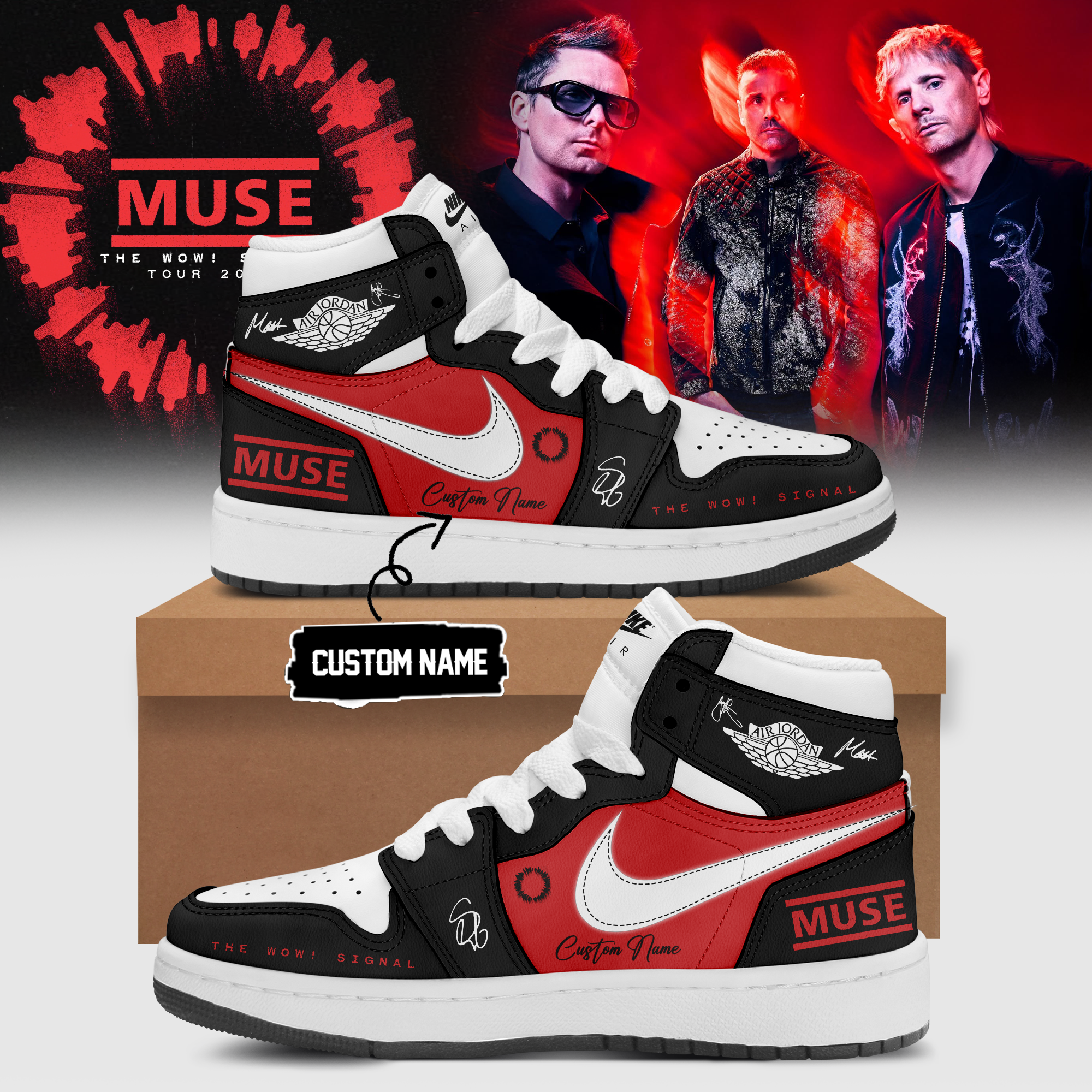 Muse The Wow Signal Tour 2026 Concert Tour High Top Shoes