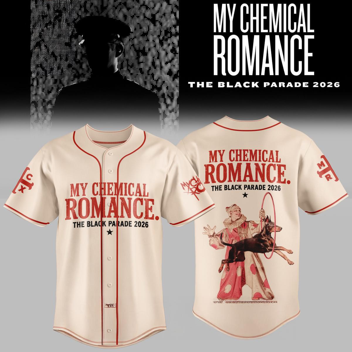 My Chemical Romance The Black Parade North America Tour 2026 Baseball Jersey Rock Fan Apparel 1 - Unicasport My Chemical Romance The Black Parade North America Tour 2026 Baseball Jersey Rock Fan Apparel