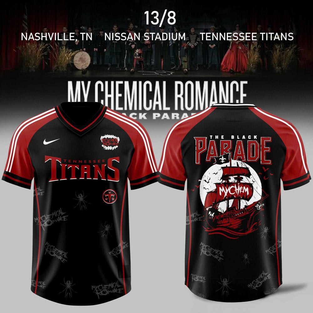 My Chemical Romance The Black Parade Tennessee Titans 2026 Football Jersey Emo Rock Fanwear 1 - Unicasport My Chemical Romance The Black Parade Tennessee Titans 2026 Football Jersey Emo Rock Fanwear