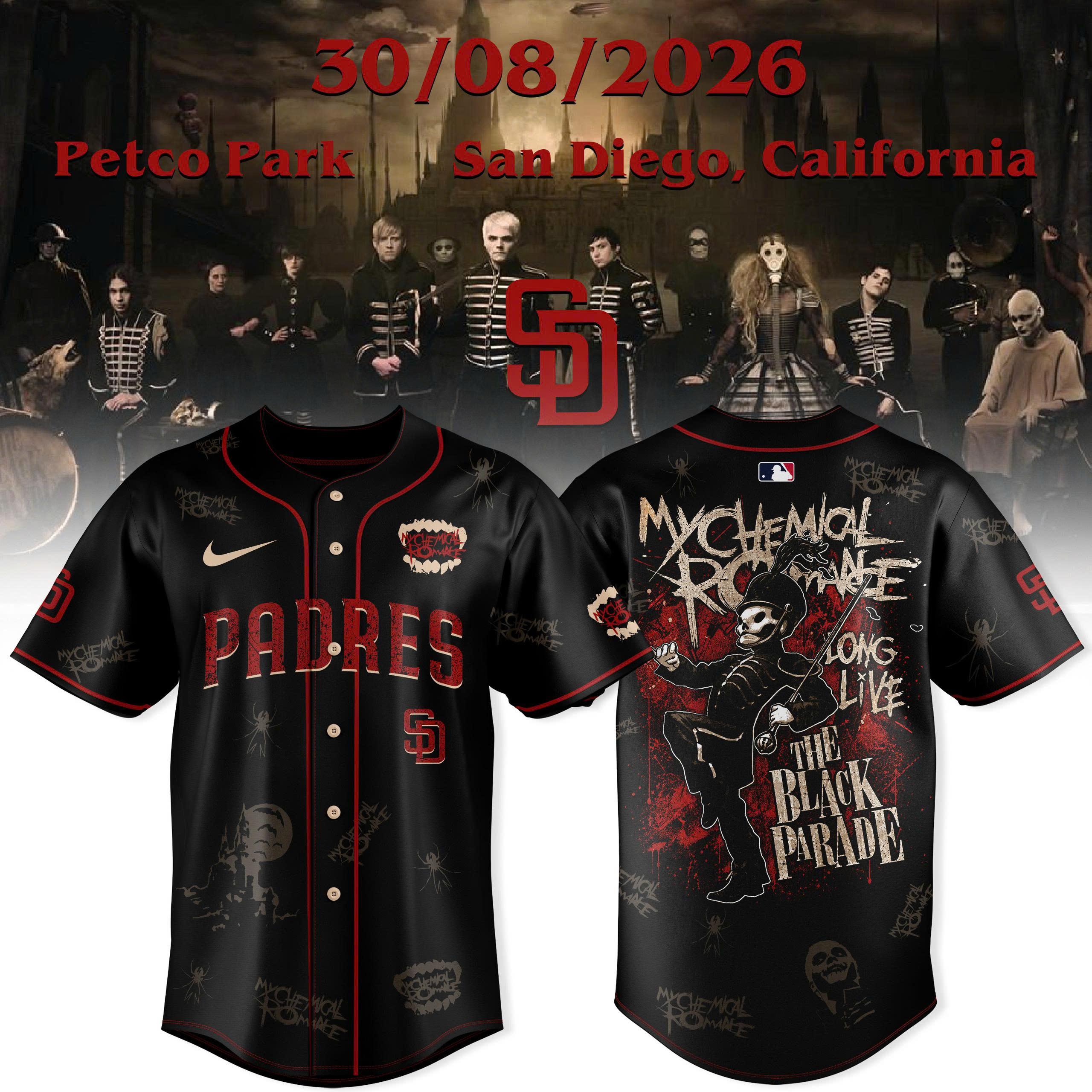 My Chemical Romance x MLB Limited Edition Baseball Jersey Collection Gifts For Fans