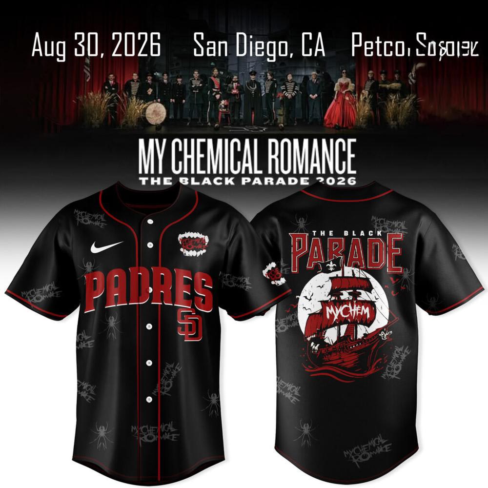My Chemical Romance x San Diego Padres Black Parade Jersey Concert Baseball Fan Collection 2 - Unicasport My Chemical Romance x San Diego Padres Black Parade Jersey Concert Baseball Fan Collection