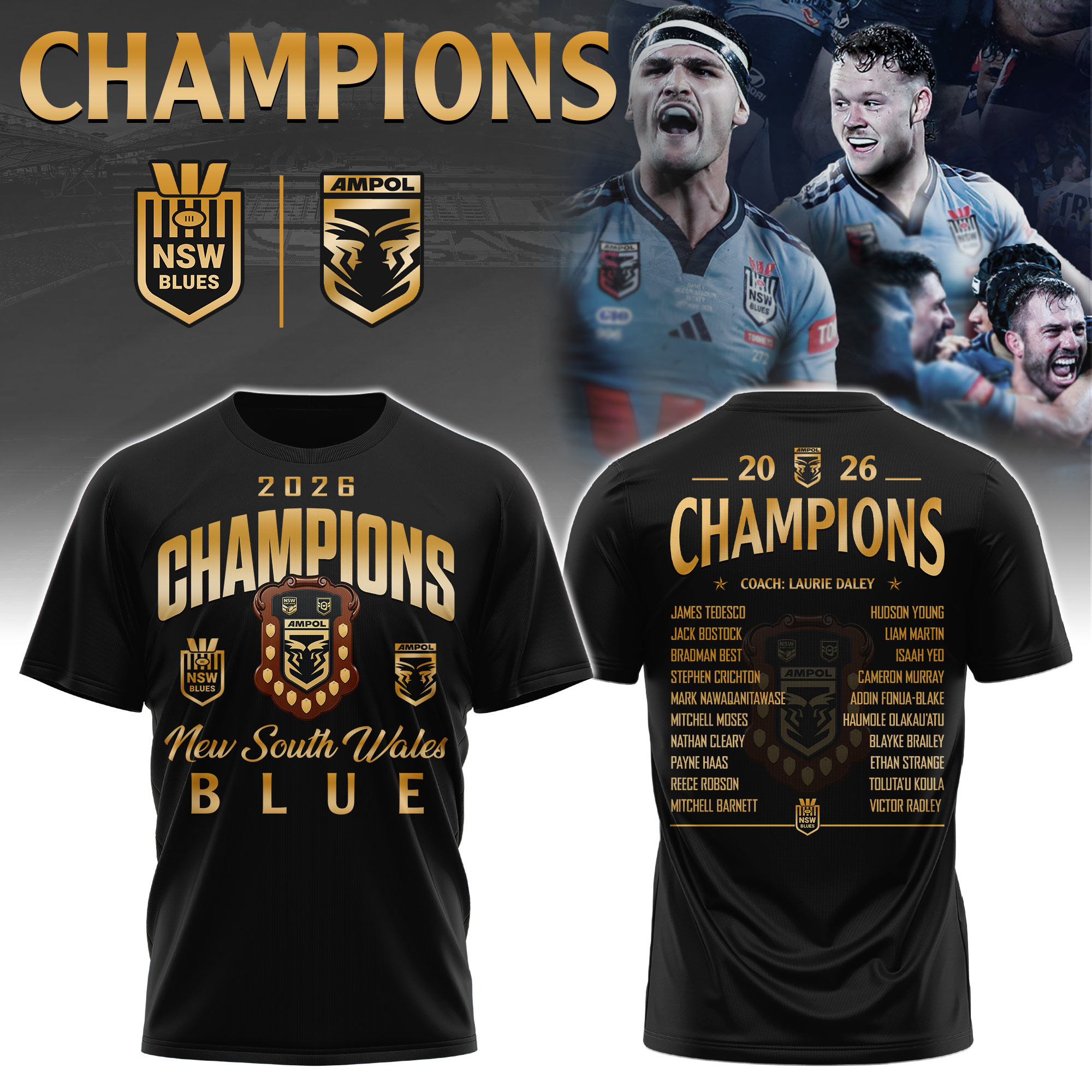 NSW Blues 2026 State Of Origin Champions Collector Fan T Shirt Gifts For Fans
