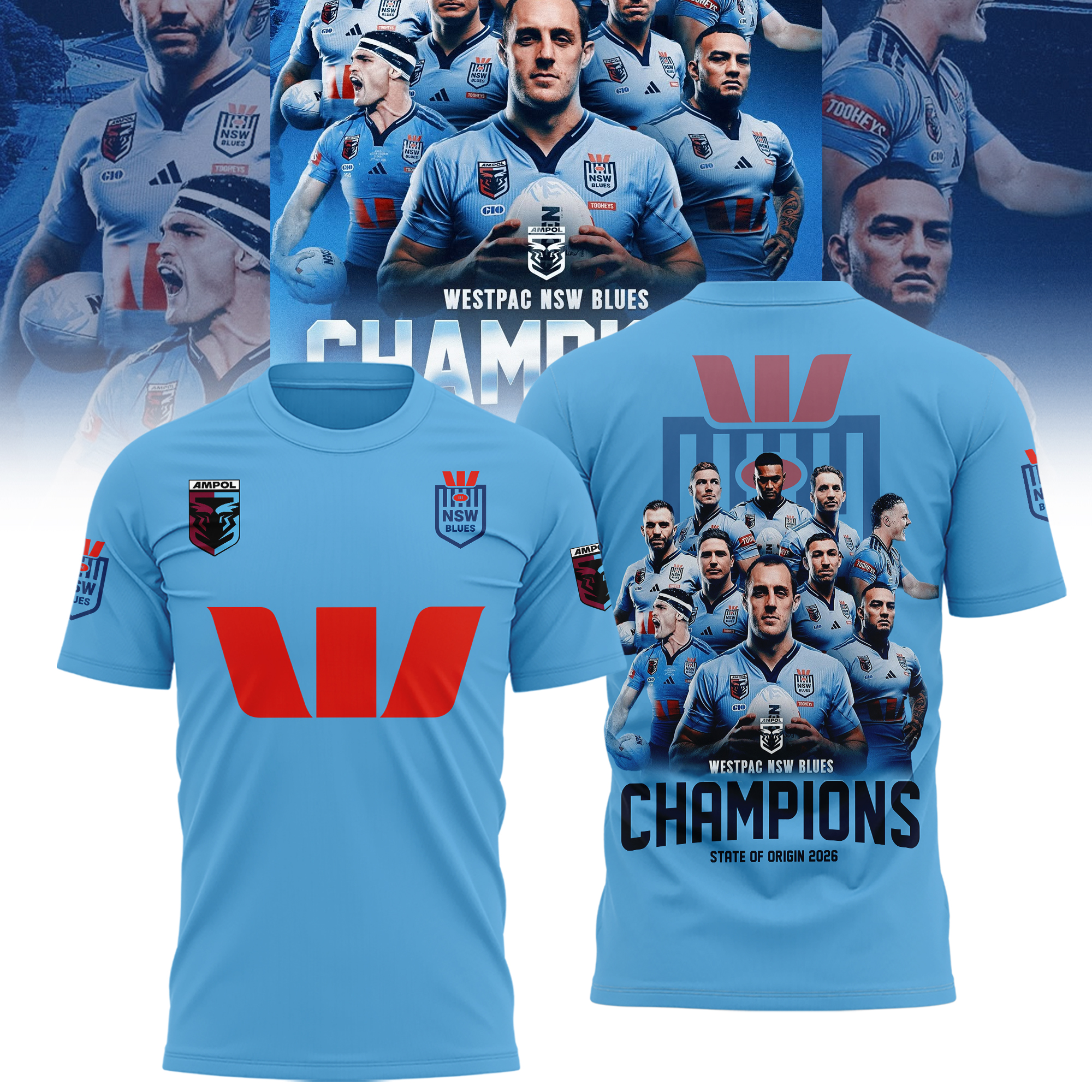 NSW Blues 2026 State Of Origin Champions Exclusive Graphic T Shirt Gifts For Fans