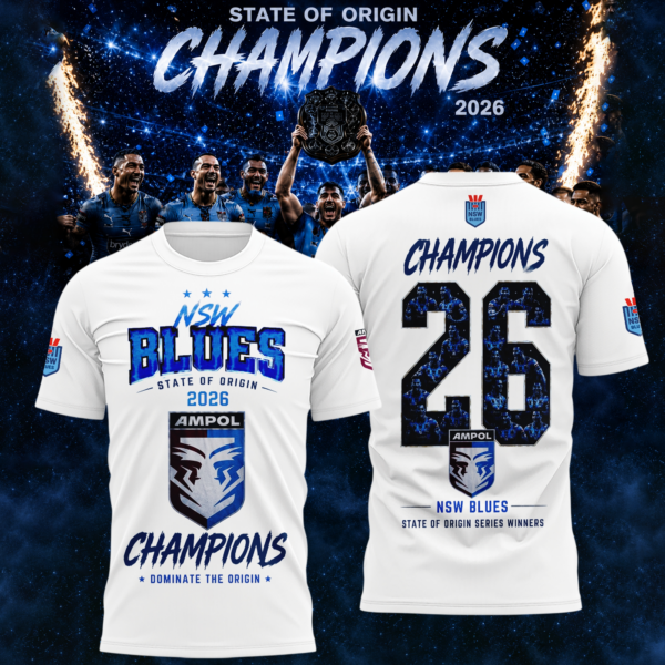 NSW Blues 2026 State Of Origin Champions Limited Edition Graphic T Shirt Gifts For Fans