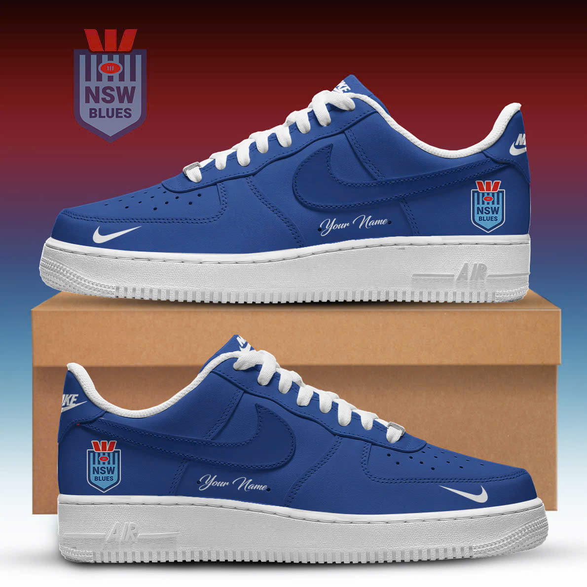 NSW Blues Edition Custom Air Force 1 Low Fan Sneakers