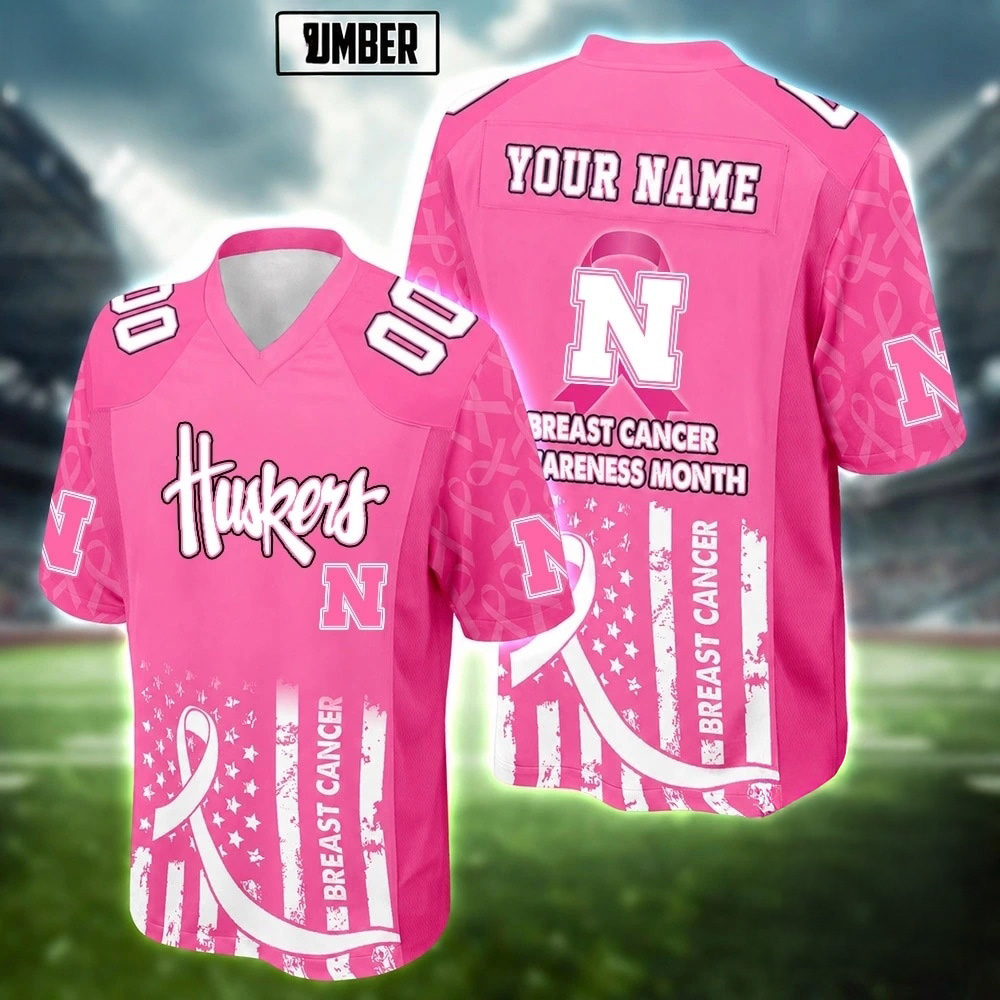 Nebraska Cornhuskers NCAA Breast Cancer Awareness Month 2026 Football Jersey Fanwear Collection 1 - Unicasport Nebraska Cornhuskers NCAA Breast Cancer Awareness Month 2026 Football Jersey Fanwear Collection