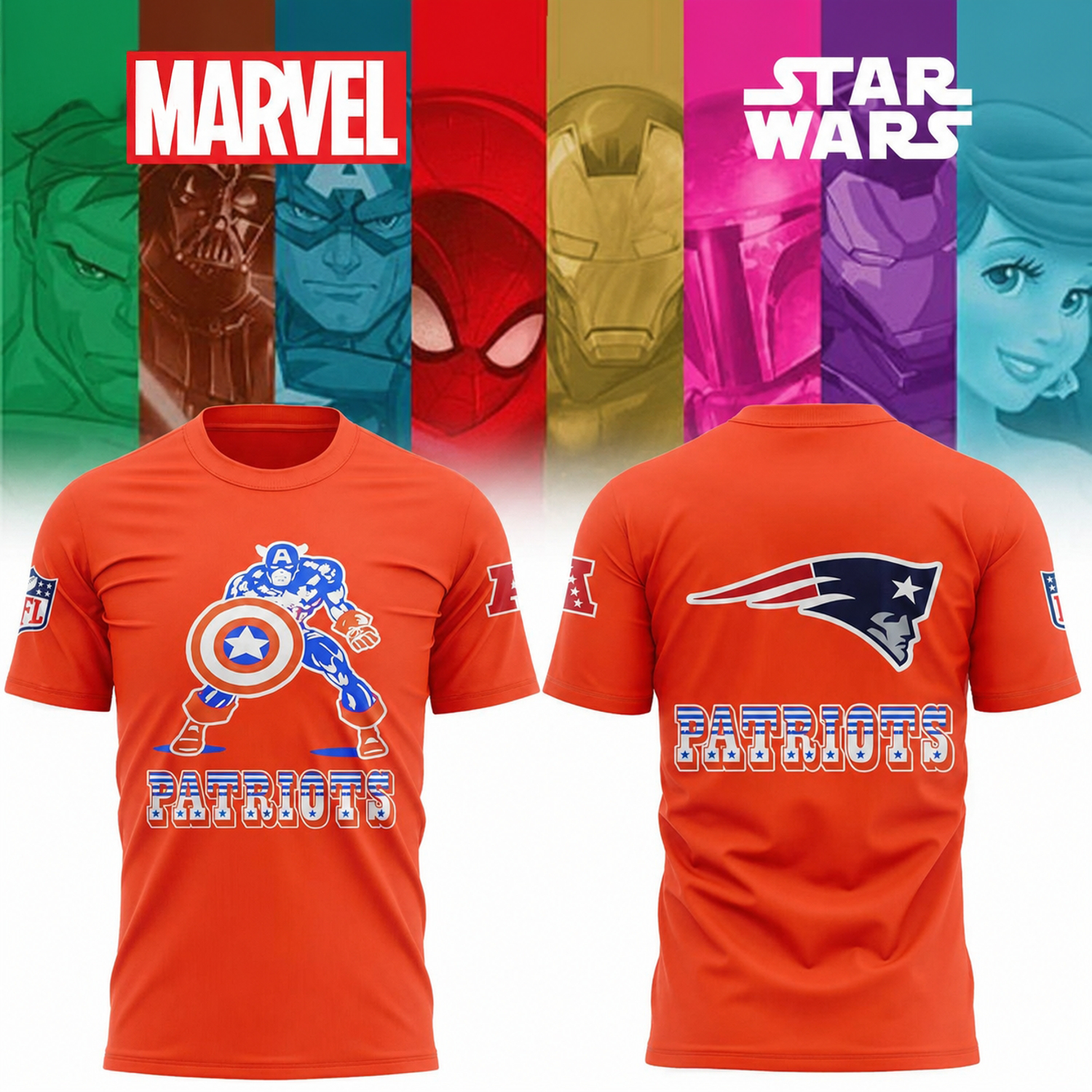 New England Patriots Marvel Characters 2026 Limited Edition Graphic T Shirt