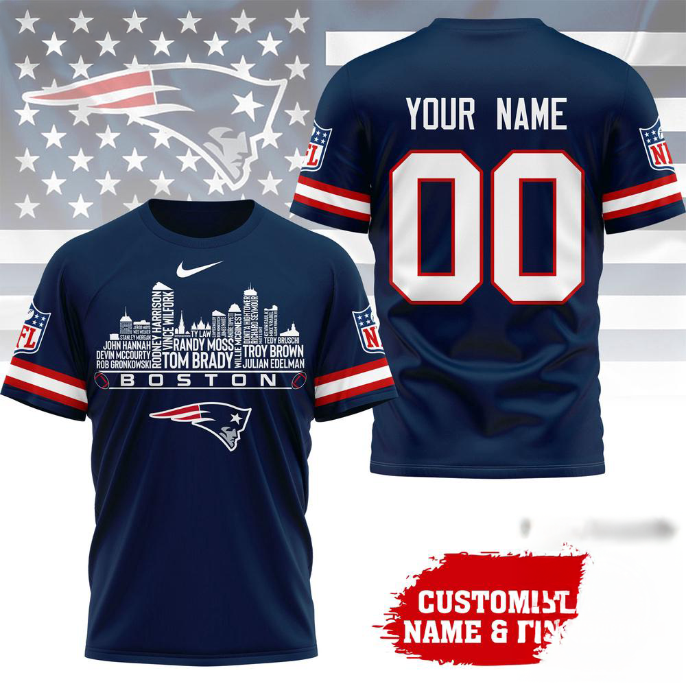 New England Patriots NFL Game Day Skyline Names Limited Edition 3D Graphic T Shirt