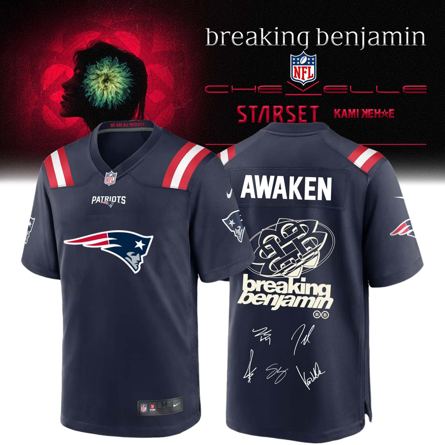 New England Patriots NFL X Breaking Benjamin 2026 Hv Jersey Football Custom Design 1 - Unicasport New England Patriots NFL X Breaking Benjamin 2026 Hv Jersey Football Custom Design