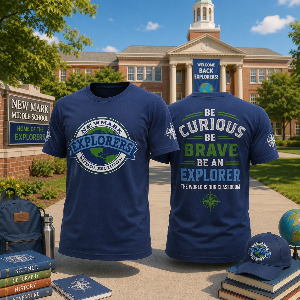 New Mark Middle School Explorers T Shirt School Spirit Back to School Graphic Tee Student Teacher Alumni Gift