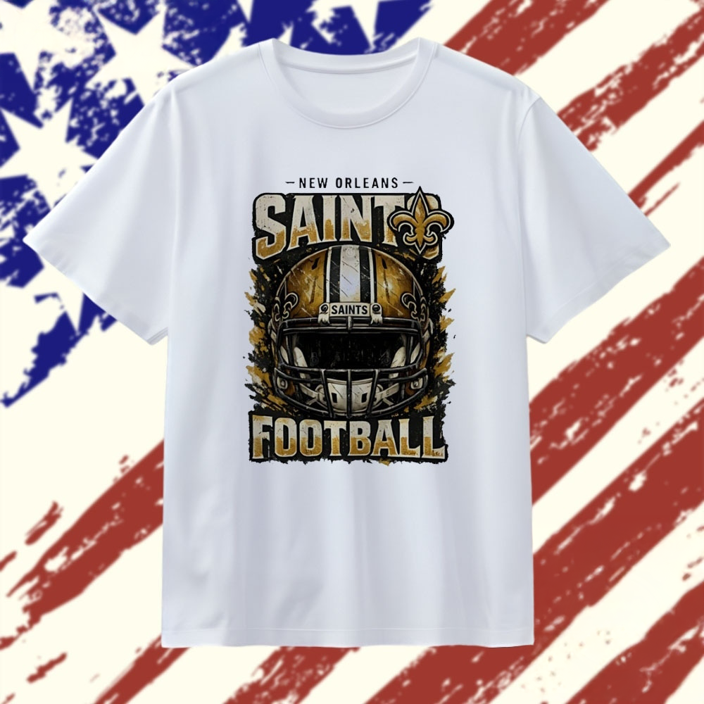 New Orleans Saints Distressed Logo Football Graphic TShirt
