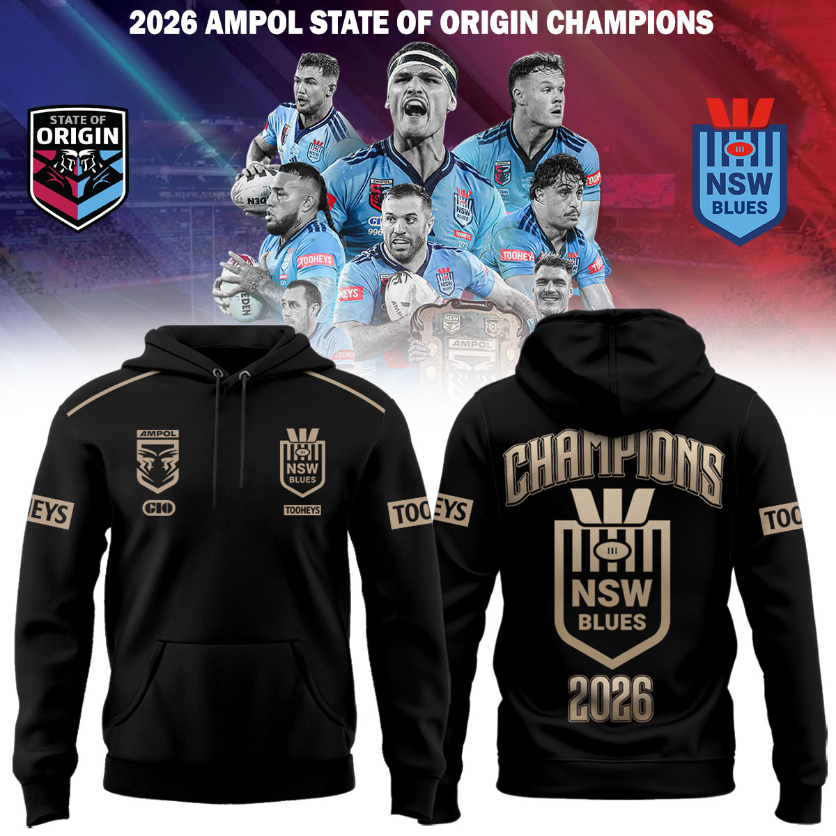 New South Wales Blues 2026 Champions Premium Fan Hoodie Merchandise Gifts For Fans