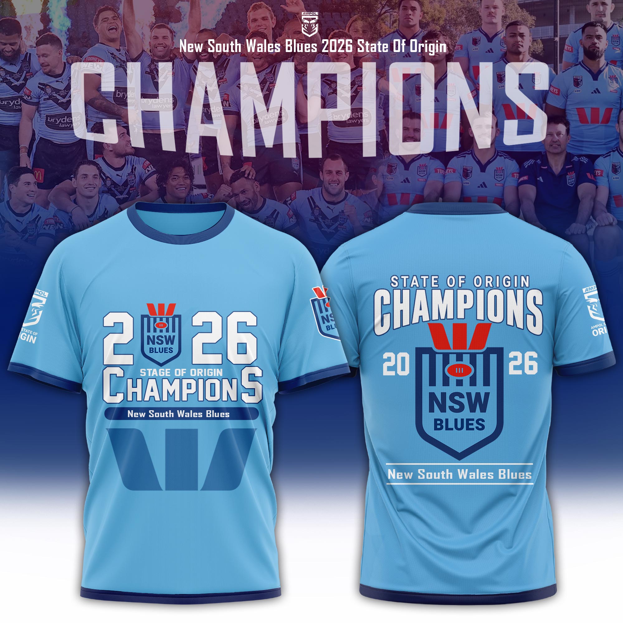 New South Wales Blues 2026 State Of Origin Champions Limited T Shirt