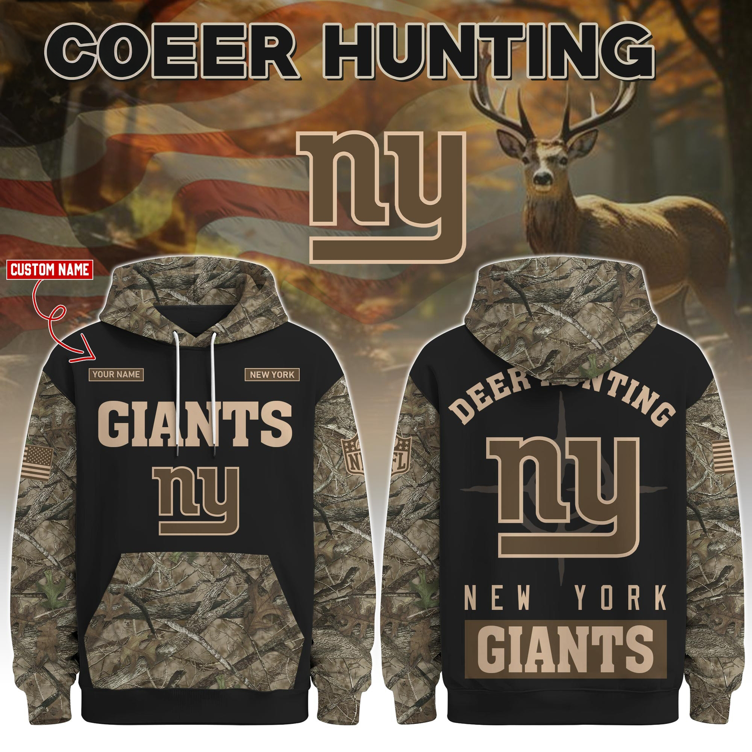 New York Giants Deer Hunting Limited Edition Hoodie Â– NFL Hunting Hoodie for Fans