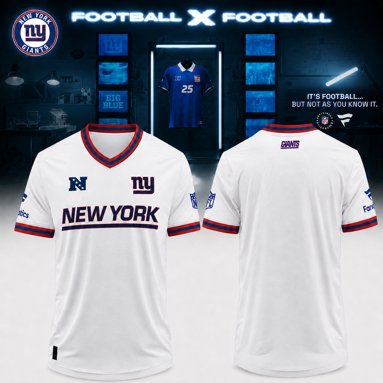 New York Giants Football Collared Fan Top Official Jersey