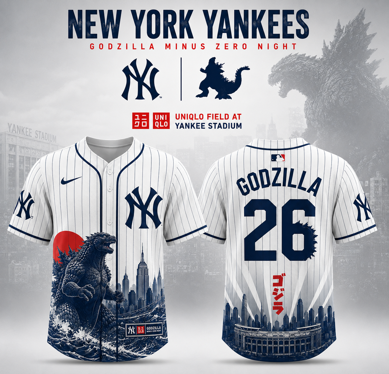 New York Godzilla Minus One Limited Edition Baseball Jersey
