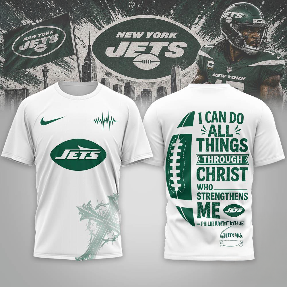 New York Jets Christ Strengthens Me Limited 3D Graphic Shirt