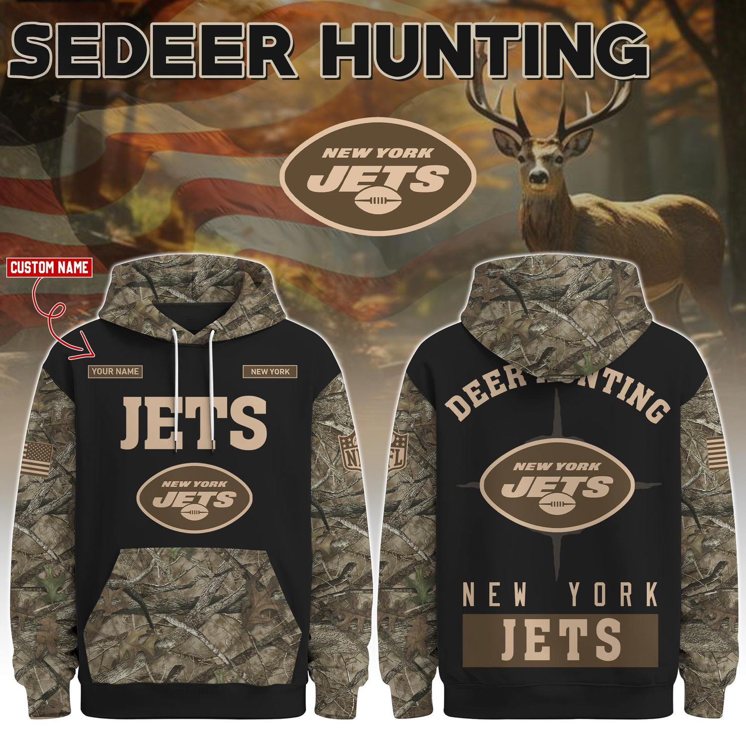 New York Jets Deer Hunting Limited Edition Hoodie Â– NFL Hunting Hoodie for Fans
