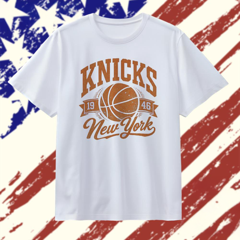 New York Knicks 1946 Distressed Logo Vintage NBA Graphic T Shirt Gifts For Fans
