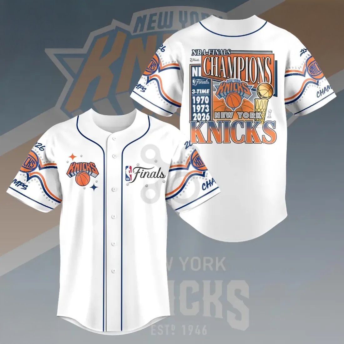 New York Knicks 2026 NBA Finals Champions Baseball Jersey Collection