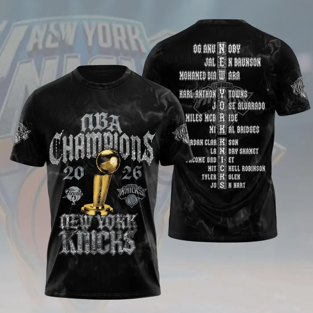 New York Knicks 2026 NBA Finals Champions Black Graphic T Shirt
