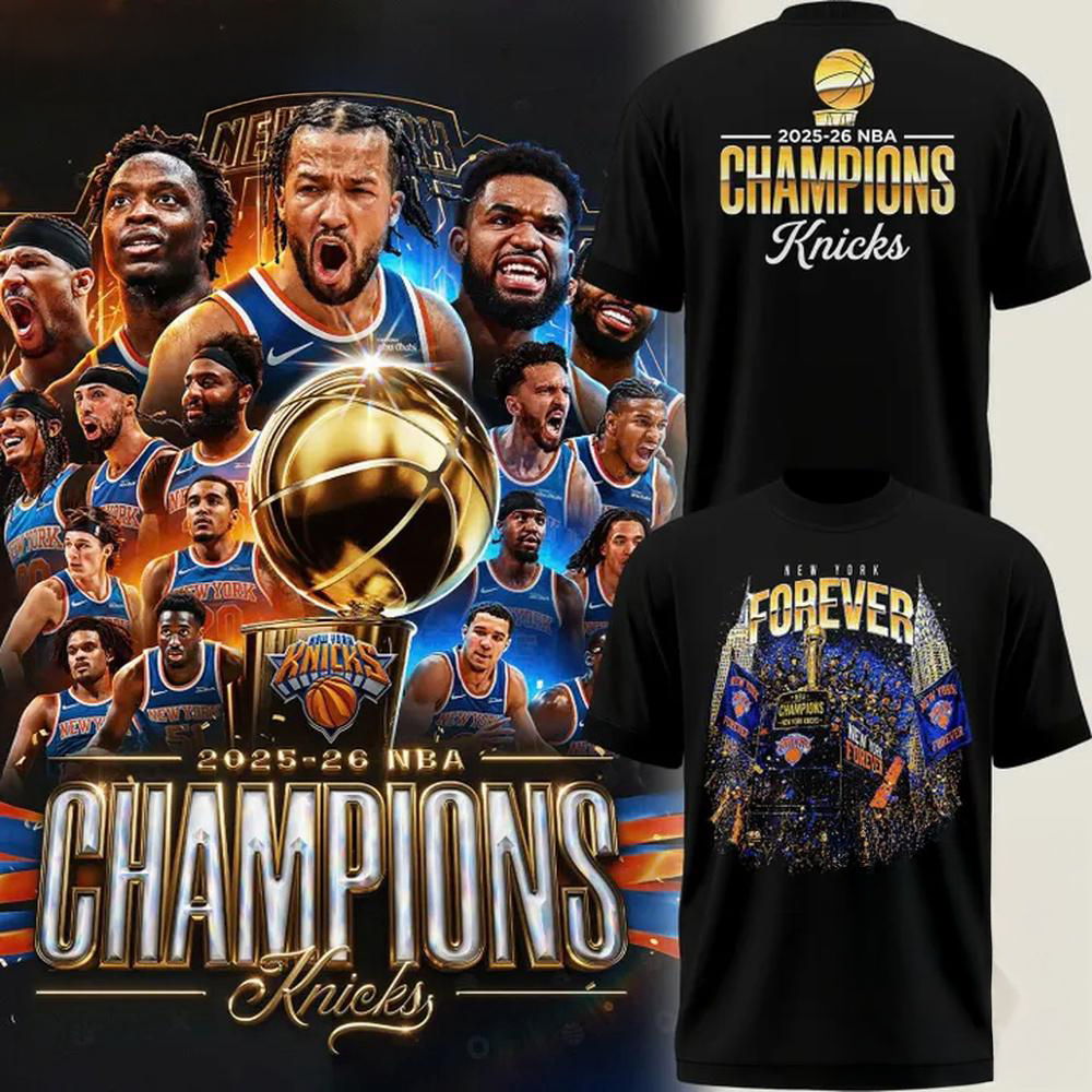 New York Knicks 2026 NBA Finals Champions Black Graphic T Shirt