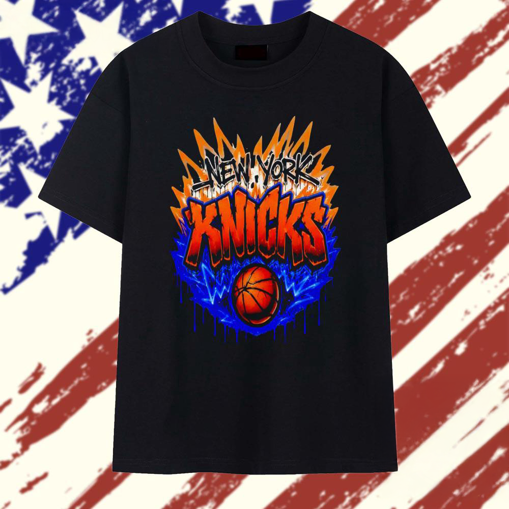 New York Knicks Graffiti Basketball Logo Graphic T Shirt