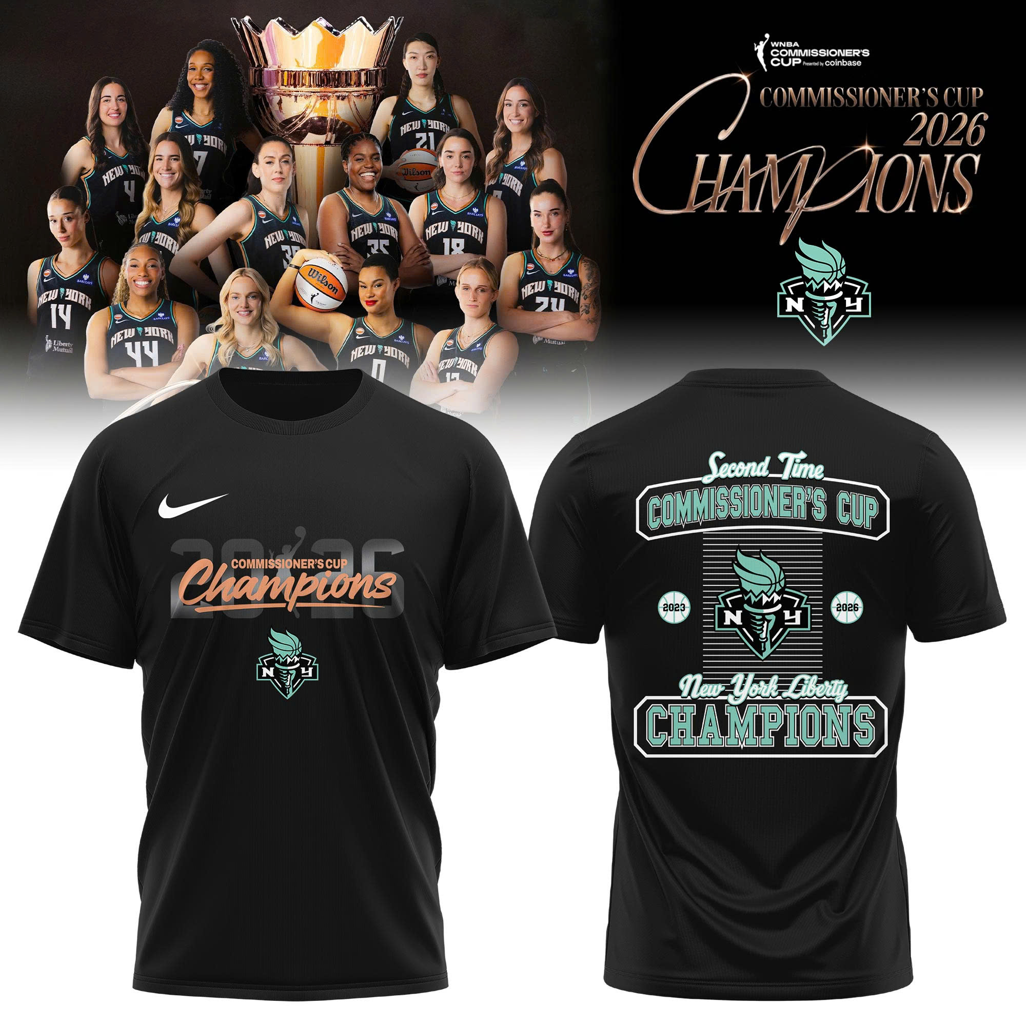 New York Liberty 2026 WNBA Commissioners Cup Champions Graphic T Shirt