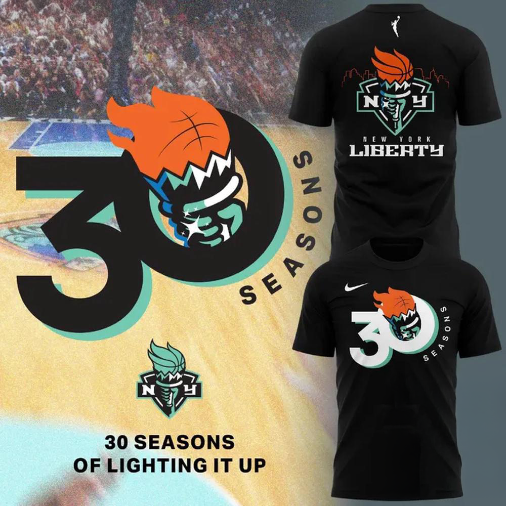 New York Liberty 30Th Anniversary Black T Shirt