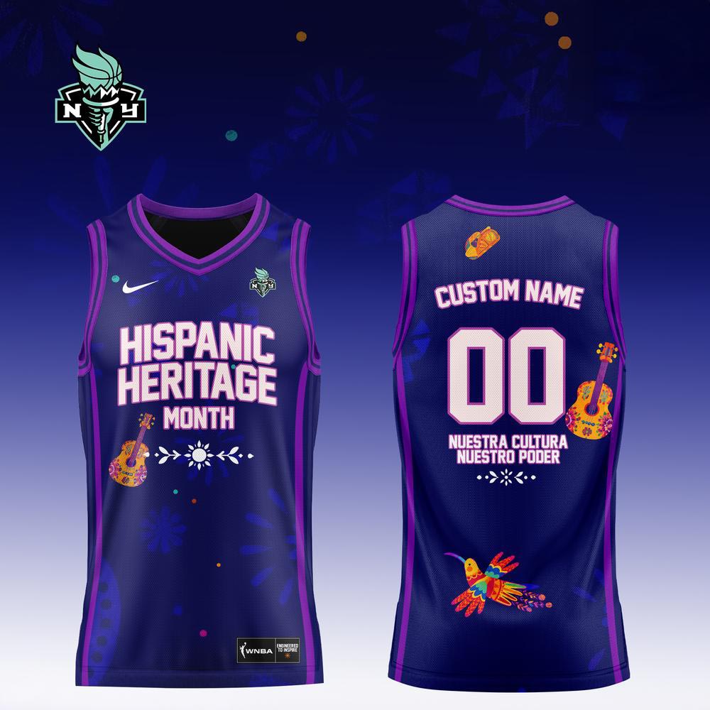 New York Liberty Hispanic Heritage Month Basketball Jersey Custom Name & Number Purple Sleeveless Jersey 1 - Unicasport New York Liberty Hispanic Heritage Month Basketball Jersey Custom Name & Number Purple Sleeveless Jersey