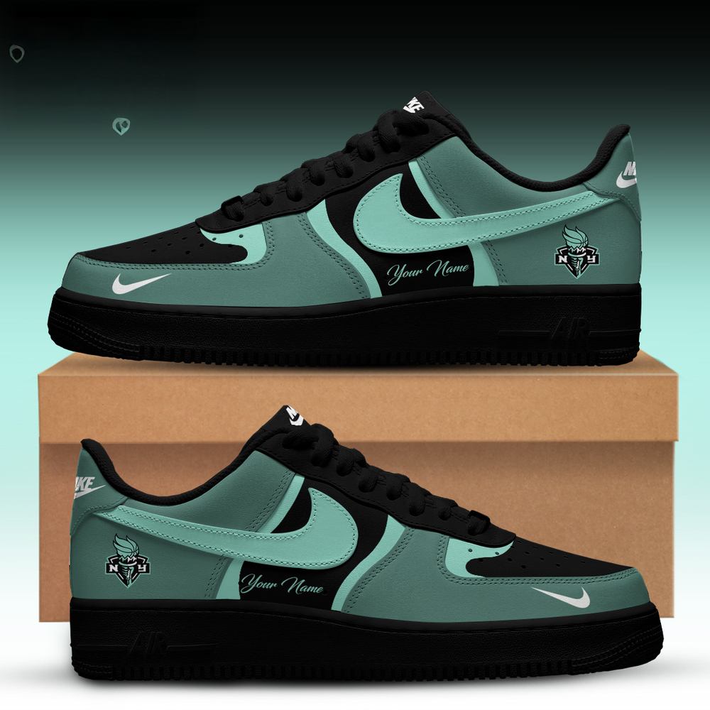 New York Liberty WNBA x Back 2 Black Edition Nike Air Force 1 Low Custom Sneakers
