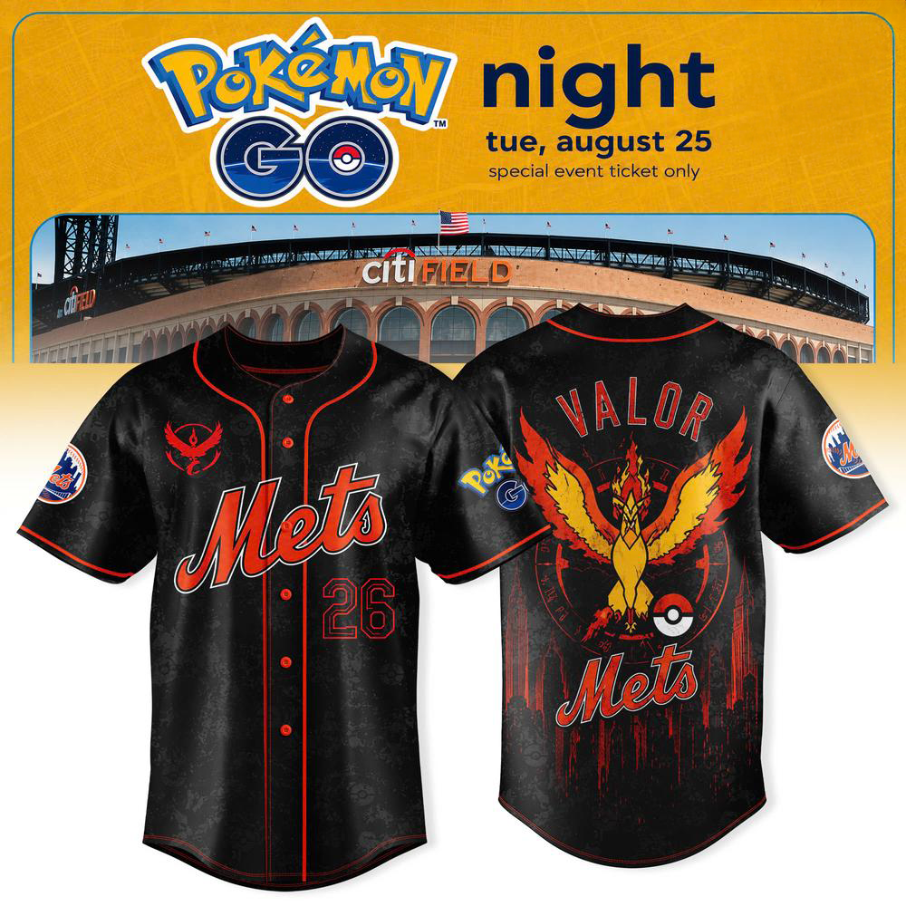 New York Mets x Pokemon GO Night Team Valor Baseball Jersey