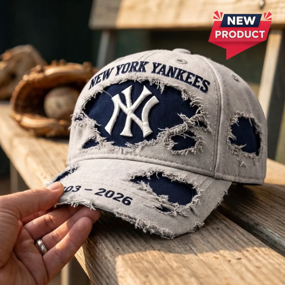 New York Yankees 19032026 Embroidered Distressed Baseball Cap