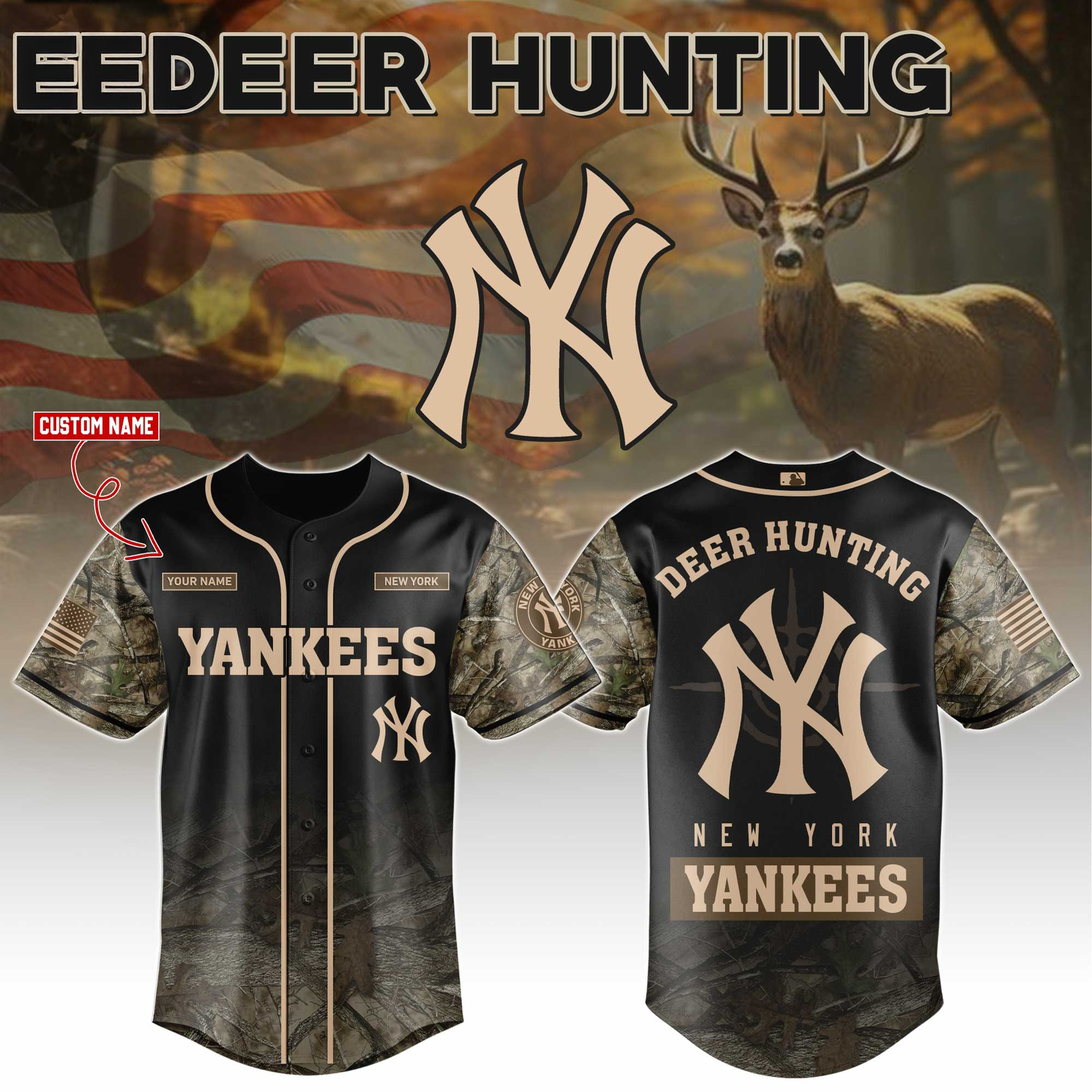 New York Yankees Deer Hunting Limited Edition Baseball Jersey